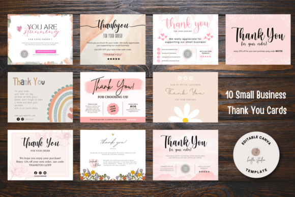 Download 10 Small Business Thank You Cards Bundle - Small Collection