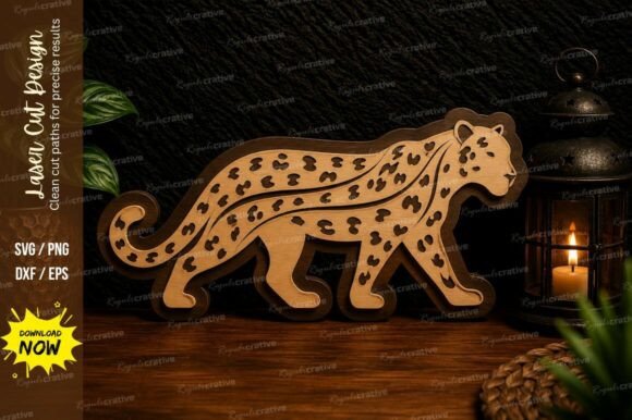 Download Leopard Wildlife Silhouette Laser Cut SV - Silhouette Collection