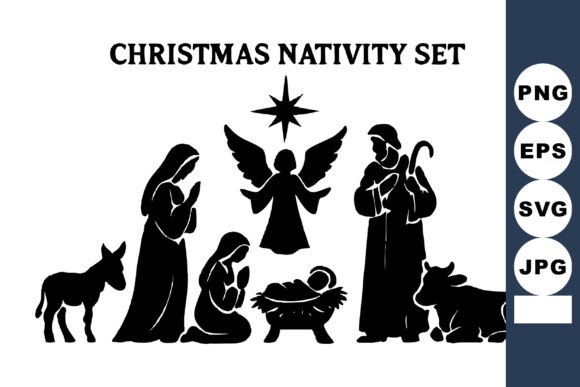 Download Christmas Nativity Set Vector Silhouette - Silhouette Collection