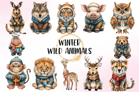 Download Watercolor Cute Winter Animals Clipart - Premium Resources