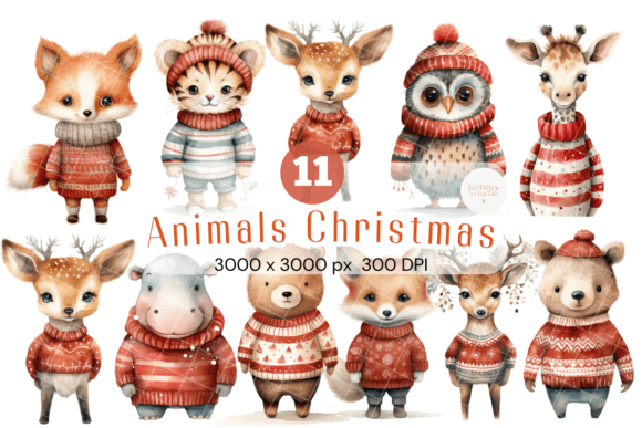 Download Cute Winter Animals Clipart, Watercolor - Winter animals Collection