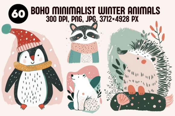 Download Boho Minimalist Winter Animals - Winter animals Collection