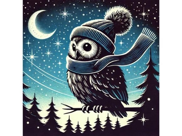 Download A Silhouette of an Owl in a Scarf and Ha - Silhouette Collection