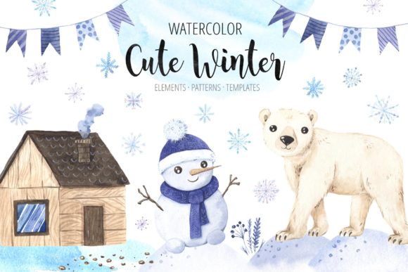 Download Watercolor Cute Winter Animals Set - Winter animals Collection