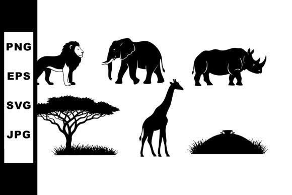 Download African Wildlife Silhouette Vector with - Silhouette Collection