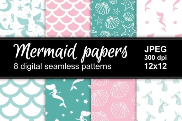 Download Set of Mermaid Sea Patterns - Sea pattern Collection